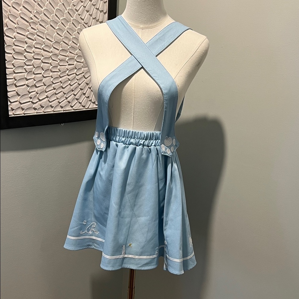 Blue Cross-Back Suspender Skirt